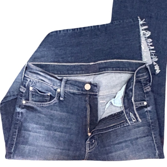 MOTHER Insider Crop Step Fray Blue Denim Jeans Love on the Edge Heart Size 27 - Picture 10 of 16